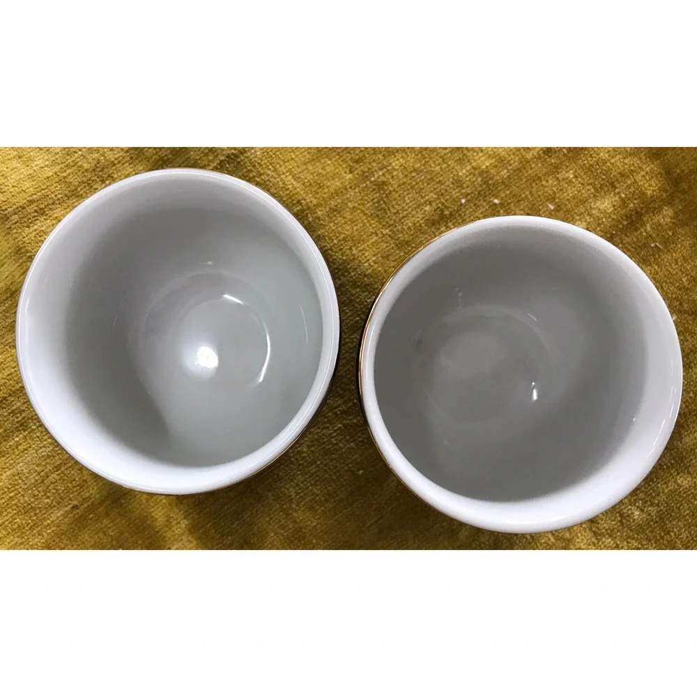 Antique Red Letter Made‎ In Japan Black Floral Sake Cups (2)